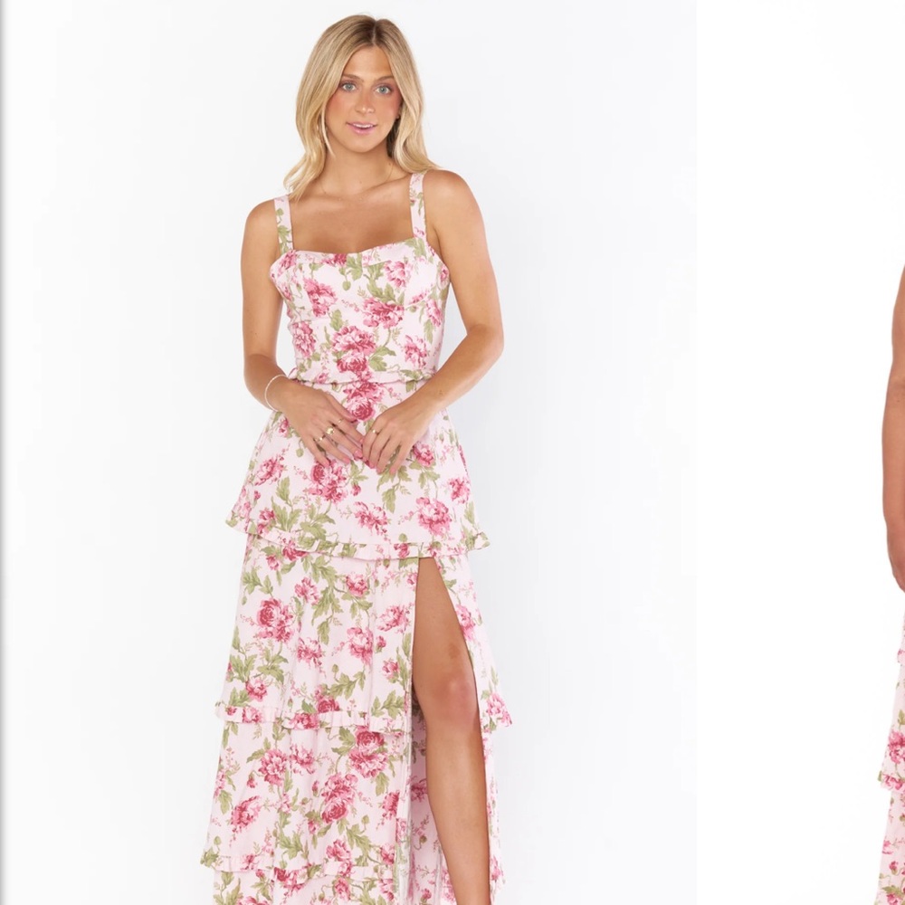 Show Me Your MuMu Pink Floral Tiered Maxi Dress